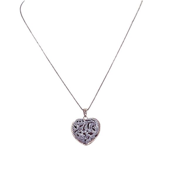 Puffy heart 2 sides cut out design sterling silver Vermeil . - Picture 2 of 9